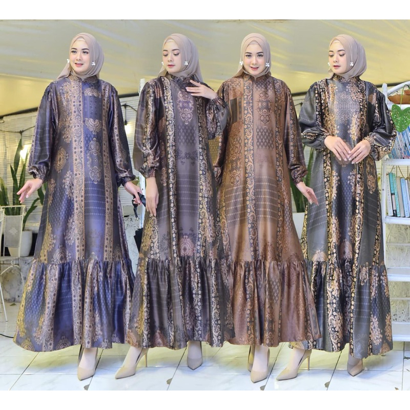 Dres Gamis NARISSA Silk Premium Motif Terbaru Elegan