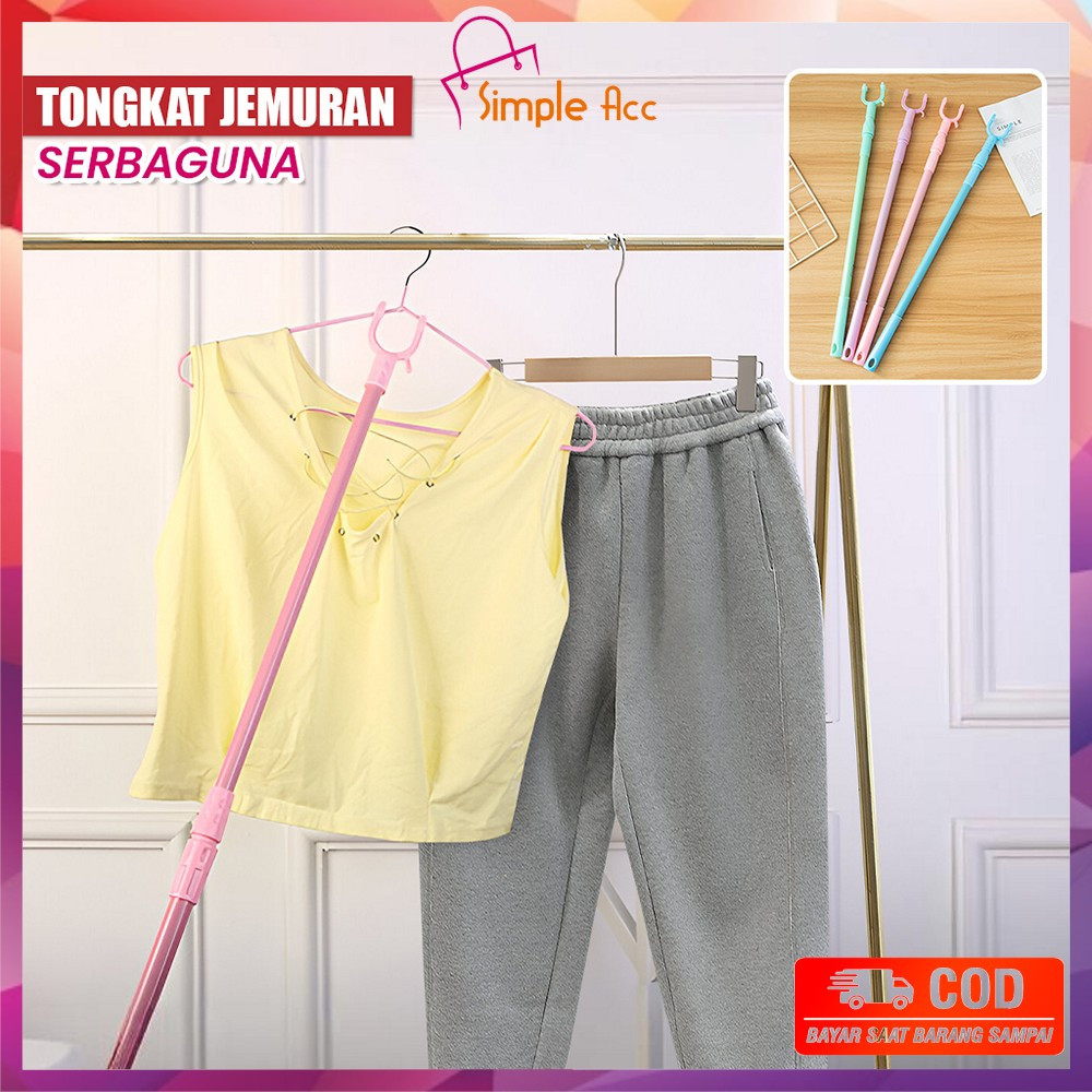 DO-C1116 Tongkat Jemuran Pengait Pakaian Bisa Setel Panjang Pendek / Galah Hanger Gantungan Baju Dis