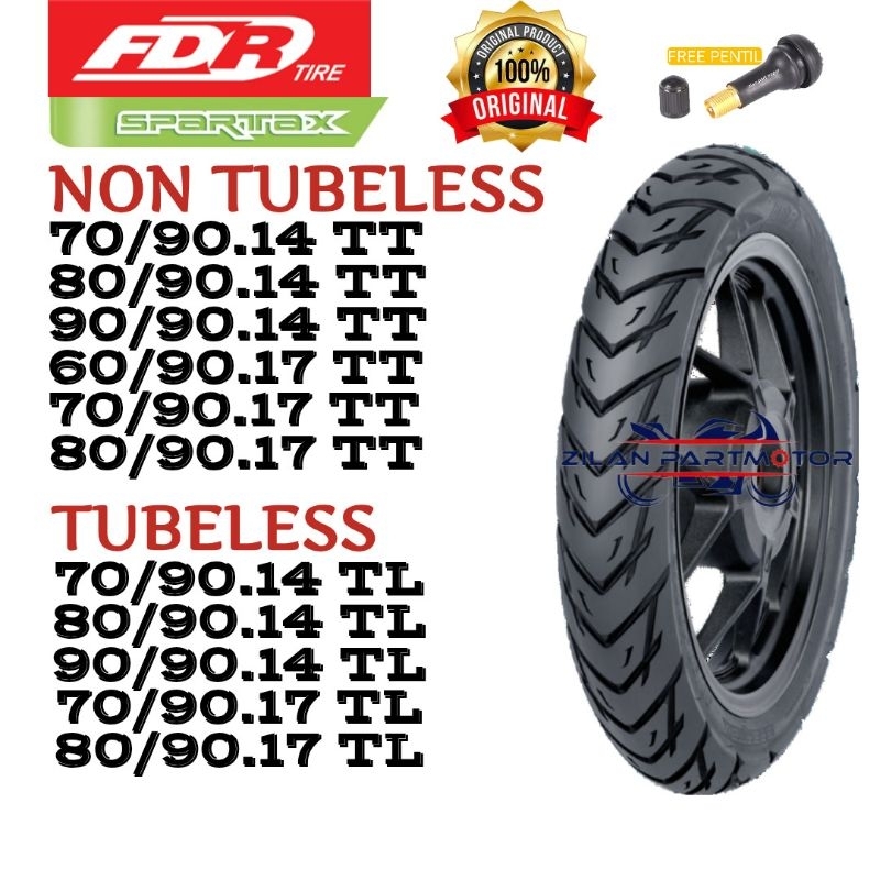 PROMO!!! BAN SPARTAX (NON TUBELESS 70/90.14, 80/90.14, 90/90.14, 60/90.17, 70/90.17, 80/90.17) & (TU