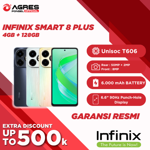 Official Infinix Smart 8 Plus 4/128GB - Up to 8GB RAM - 6.6" Magic Ring - 6000 mAh