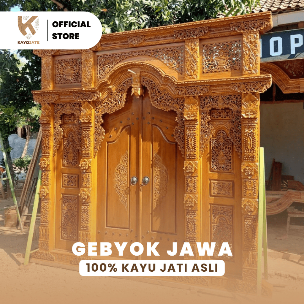 Pintu Gebyok Jawa/pintu rumah kayu jati ukir Jepara Asli
