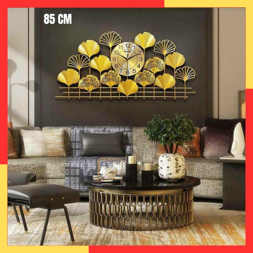 Jam Dinding Jumbo Gold Besar 85Cm Mewah Elegan Minimalis Aesthetic Silent Movement