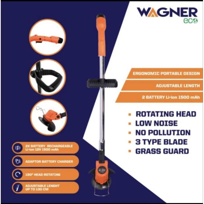 Mesin potong rumput battery cas 12 volt WAGNER