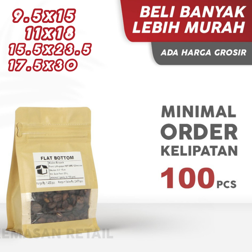 Flat Bottom Window Ecopack Lithopaper - Packaging Makanan dan Kopi - Kemasan Plastik Makanan