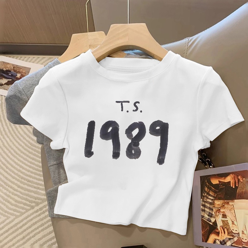 Kaos Pendek Longgar Crop Top Wanita Y2k Retro Style Putih Kaos Wanita Premium Kaos Wanita Lengan Pen