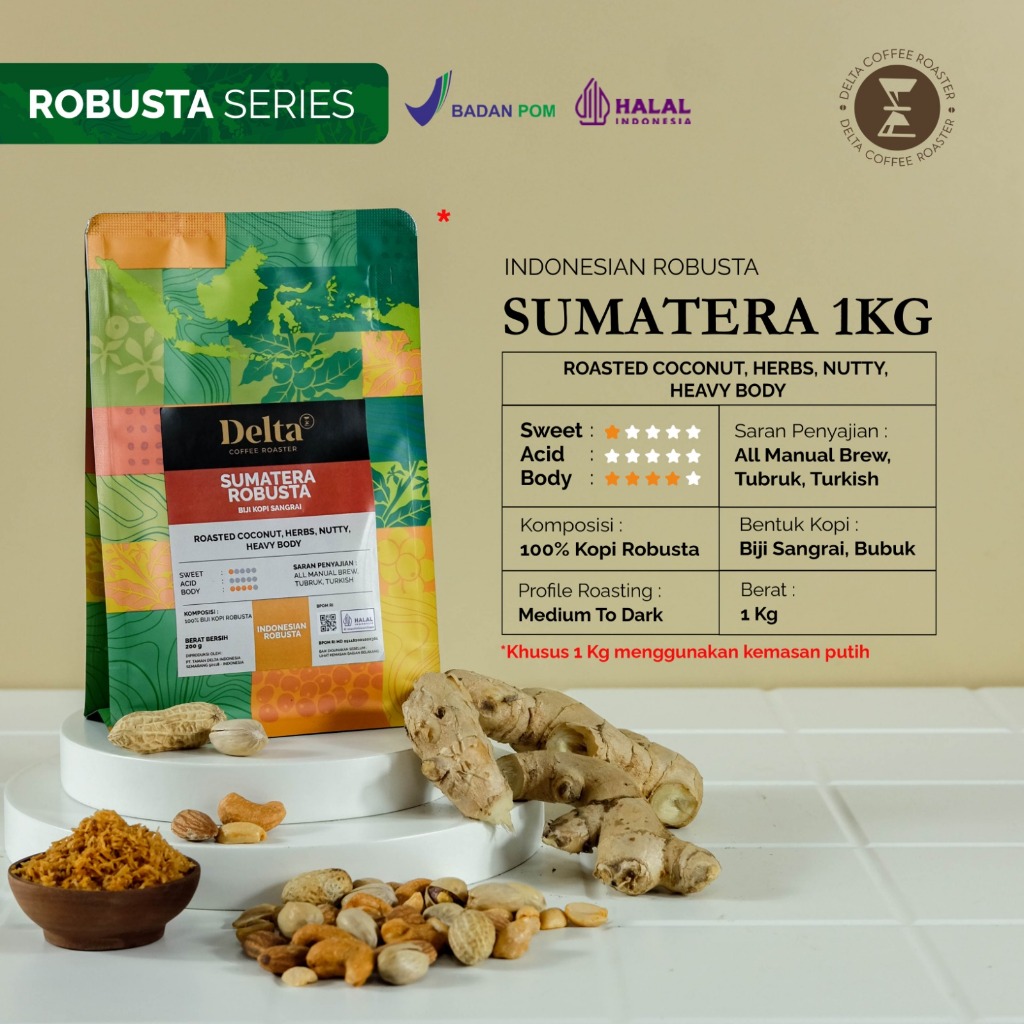 

Delta Coffee - Sumatera Robusta Medium to Dark Roast 1kg