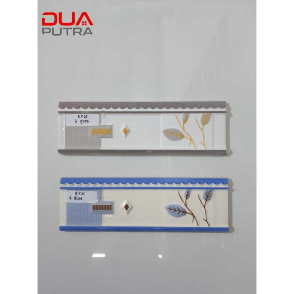 LIST KERAMIK 8 x 25/ LIST KERAMIK DINDING MOTIF NAZURA/ LIST PLINT KERAMIK DINDING 8 x 25 6 BLUE & 6