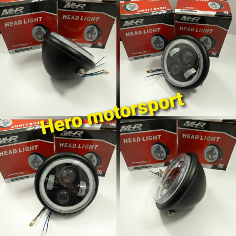 Lampu + Batok Depan Bulat Led 5,75inch CB Megapro Tiger GL Max pro 100 Japstyle Thunder Ninja Vixion
