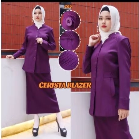 Cerista Blazer Seragam kantor Ungu tua set Rok (265)