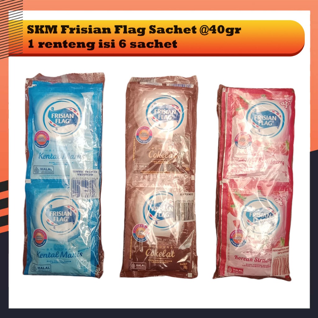 

Susu Kental Manis Frisian Flag Bendera Sachet @40gr 1 Renteng isi 6 Sachet