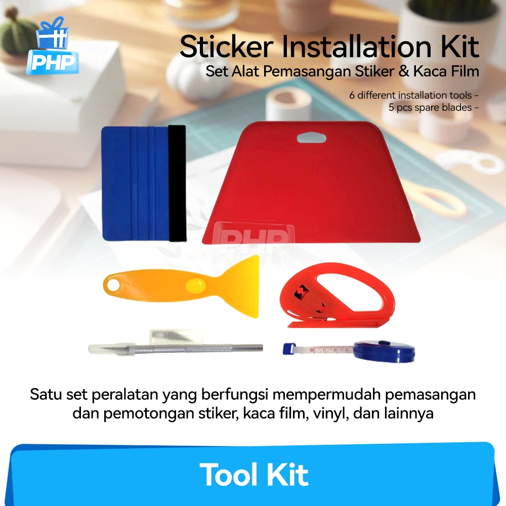 

#PHP Set Alat Potong & Pasang Sticker, Kaca Film, Vinyl / Cutting Tool Kit Scrapper Pisau Cutter