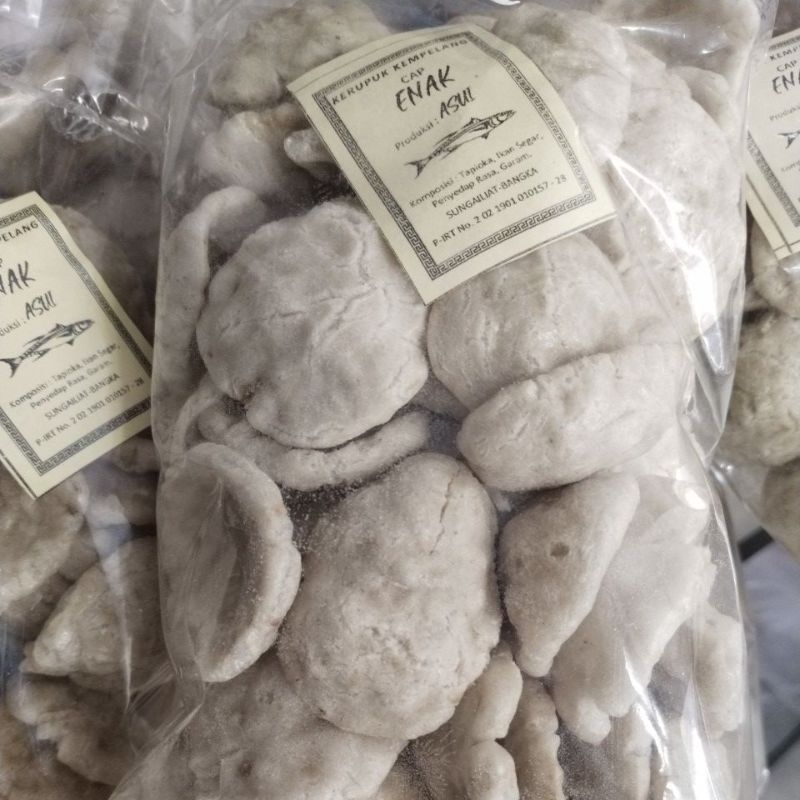 

Kemplang goreng pasir mini cap Enak produksi Asui Sungailiat