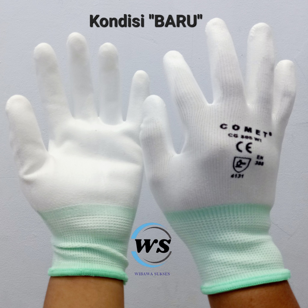 COMET Sarung Tangan Safety Kerja Palmfit Putih Lapi Karet CG805WT Baru