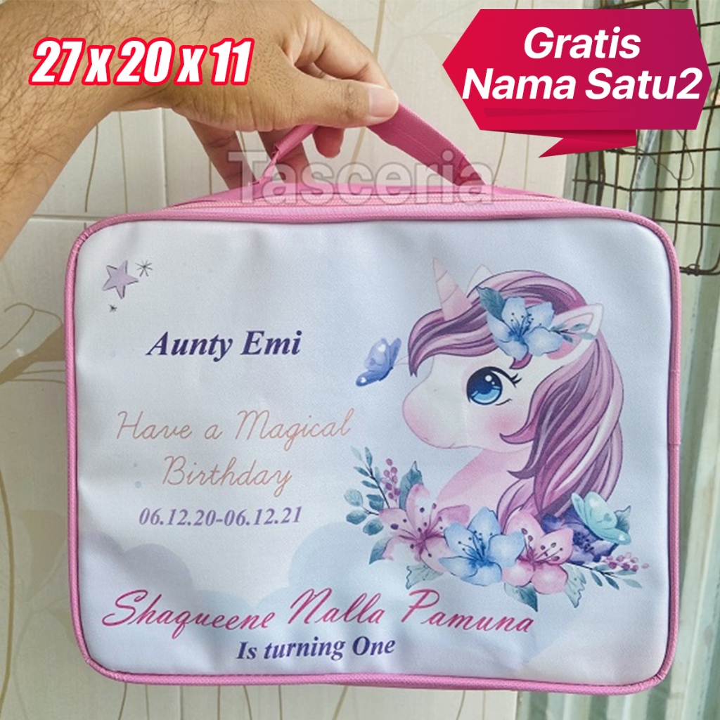 

Tas Ulang Tahun Anak Bingkisan Resleting Gambar Unicorn Bahan tebal