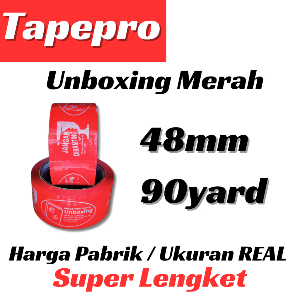 

(Min 3Pcs) Lakban Unboxing Merah 100yard Kualitas Premium