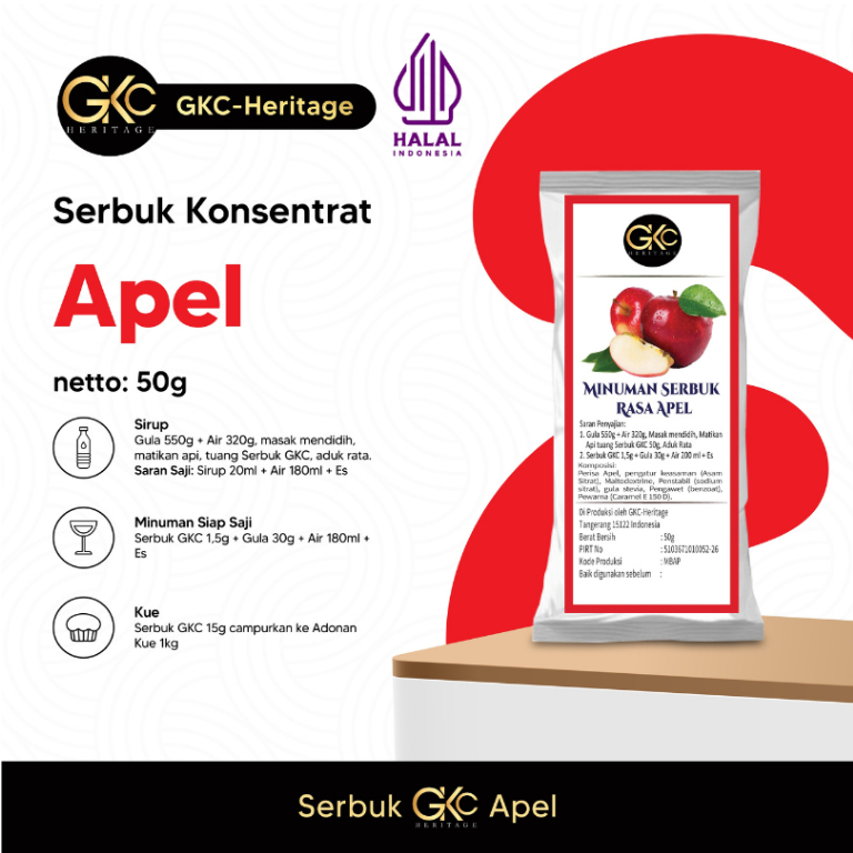 

Bubuk Sirup GKC (Rasa Apel) Bisa dijadikan Bahan Baku Minuman & Makanan.