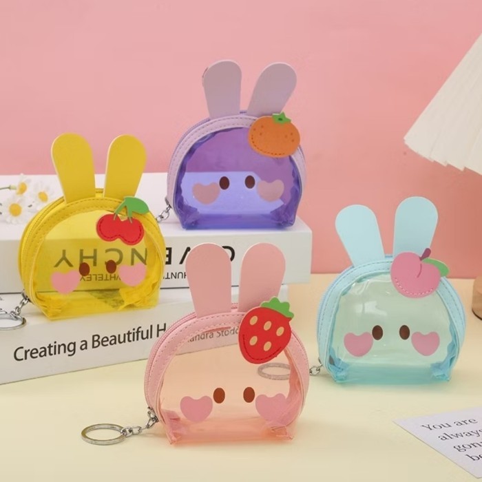 DOMPET KOIN MIKA RABBIT/DOMPET TRANSPARAN MOTIF ANIMAL