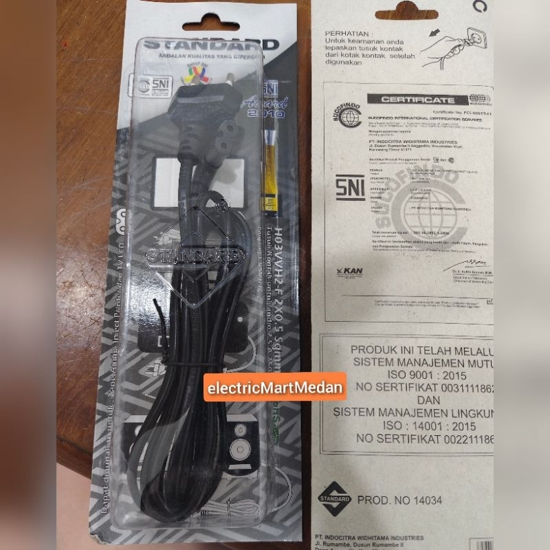 kabel ac angka 8/kabel charger lampu kipas emergency radio printer Merek STANDARD SNI