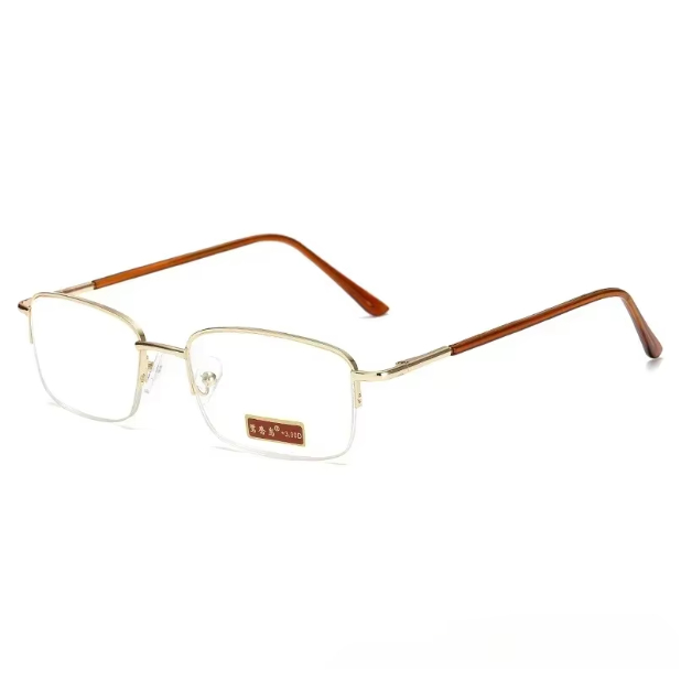 Baca Stainless Steel Kacamata Baca Anti Blue Light Frame Stainless Steel Model Retro Emas Kacamata B