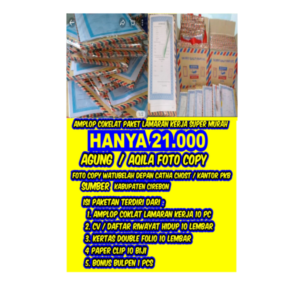 

H7Y Paket Lamaran Kerja Amplop Coklat Lengkap Murah