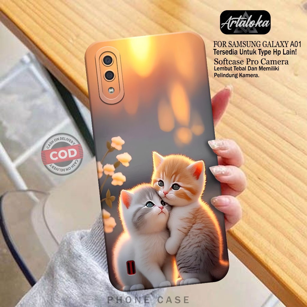 Softcase Hp Samsung Galaxy A01 Fashion Case Kucing Case Samsung Galaxy A01 Silikon TPU Pro Camera Ca