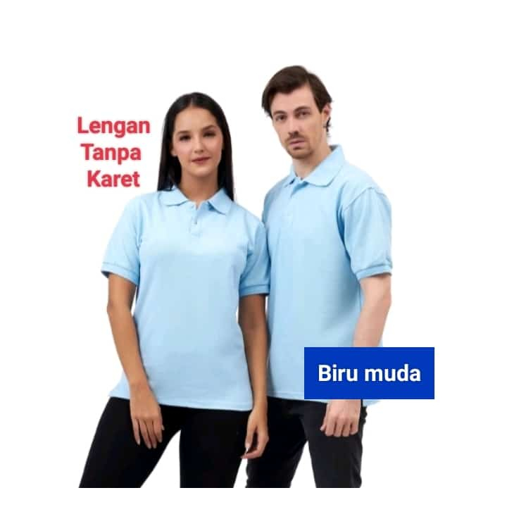 Kaos Kerah Polos Lengan Pendek Warna Biru Muda  - Kaos Kerah UNISEX - Kaos Kerah Pendek Biru Langit 