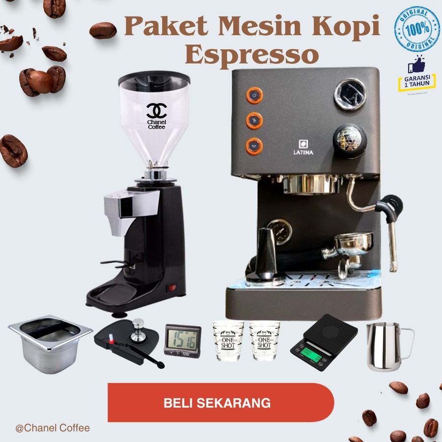 Paket Mesin Kopi Espresso LATINA ALTRO 2 + Grinder 021 Automatic + Tools