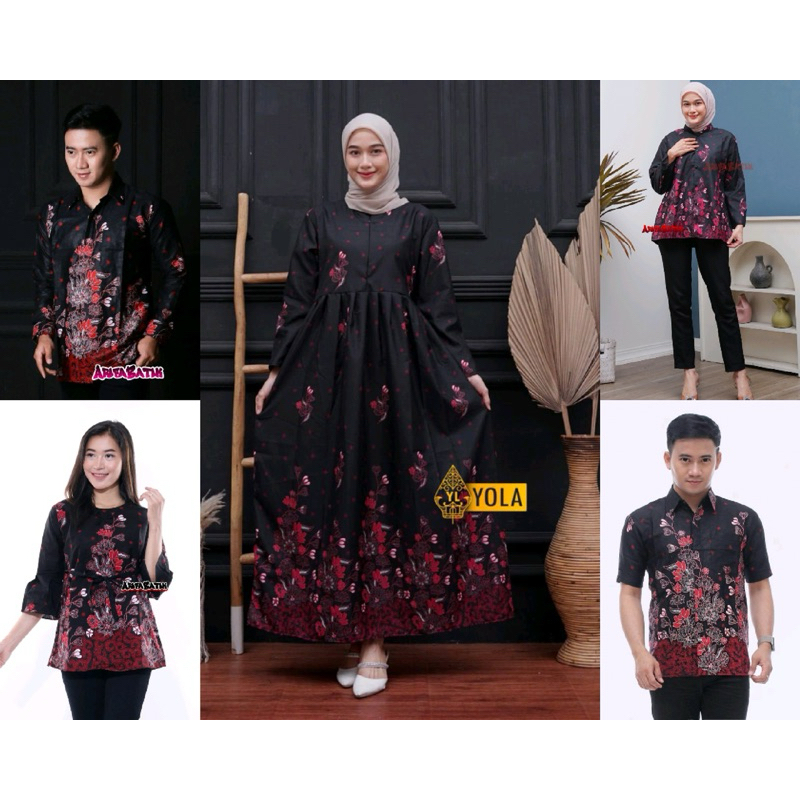 COUPLE AYAH IBU GAMIS,KEMEJA,BLUS MOTIF SAKURA TERBARU BATIK KANTOR BATIK KERJA BATIK KULIAH BATIK K