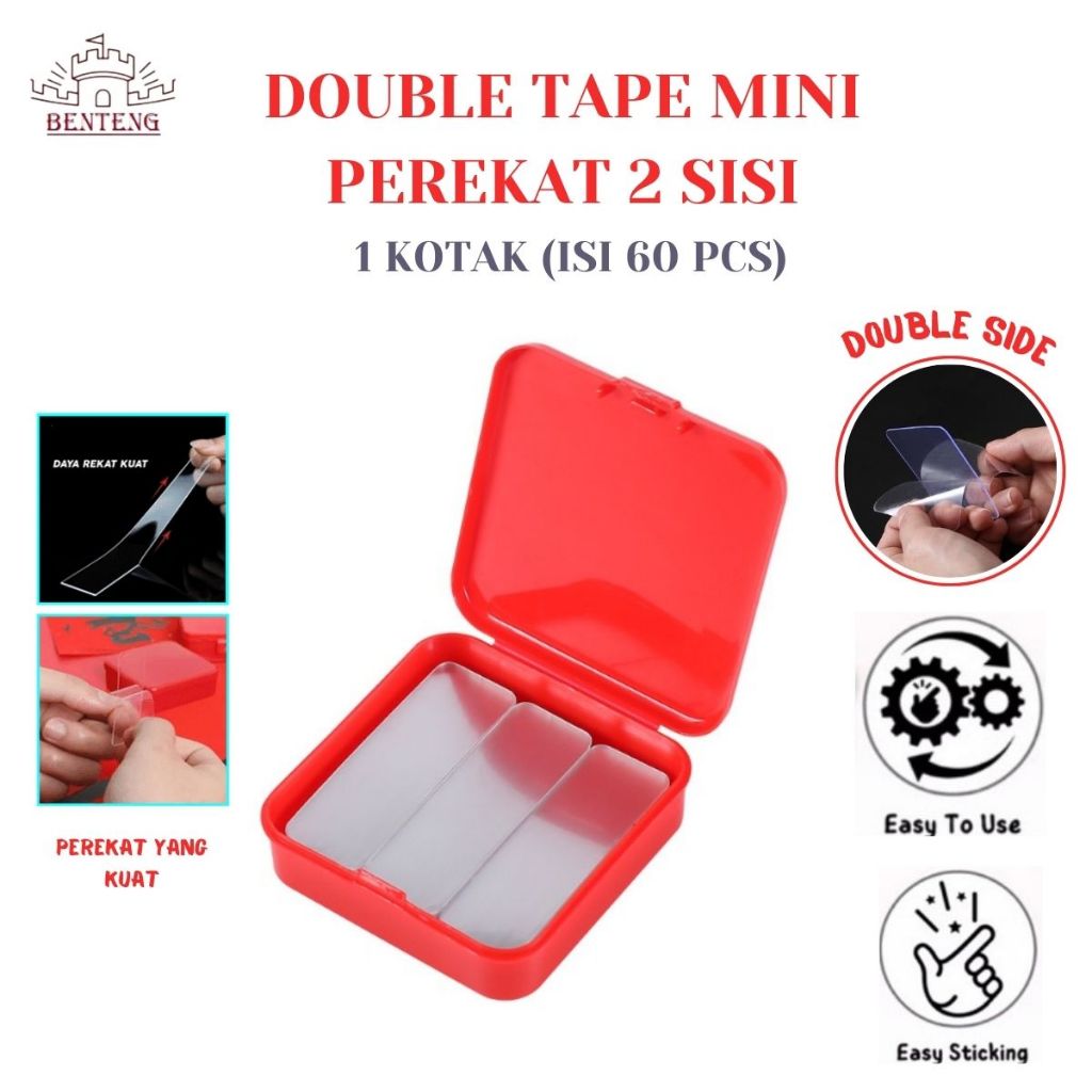 

Termurah Double Tape Mini Serbaguna Isi 60 pcs Perbox Transparan 2 Sisi