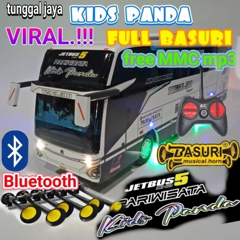 Mainan Miniatur Bus Telolet Basuri Full Lampu Remot Control Tunggal jaya kids panda jetbus 5