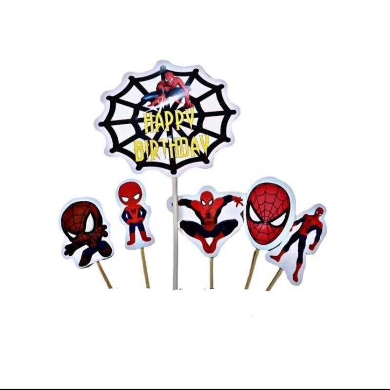 TOPPER CAKE KARAKTER KARTUN | HIASAN KUE | TOPPER ULANG TAHUN SPIDERMAN | TOPPER