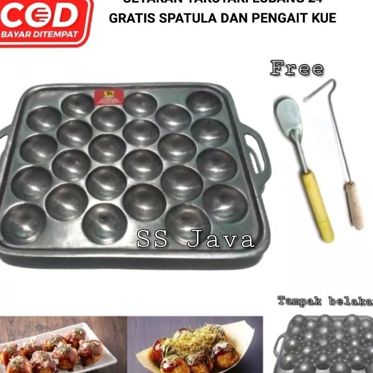 KI3 Cetakan takoyaki  baklor  cilor  maklor lubang 24 gratis spatula dan pengait kue