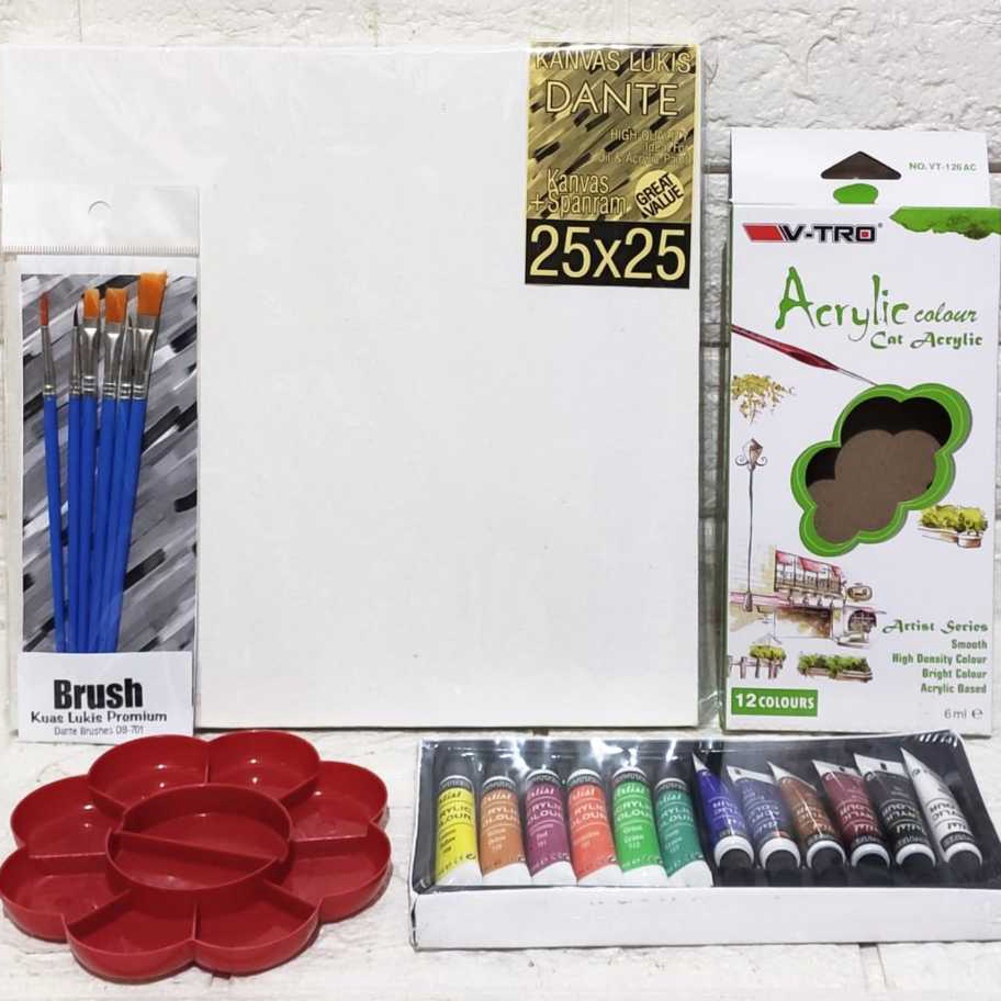

BELI SEKARANG PAKET MELUKIS 4in1 SET Kanvas 25x25 Kuas Palet