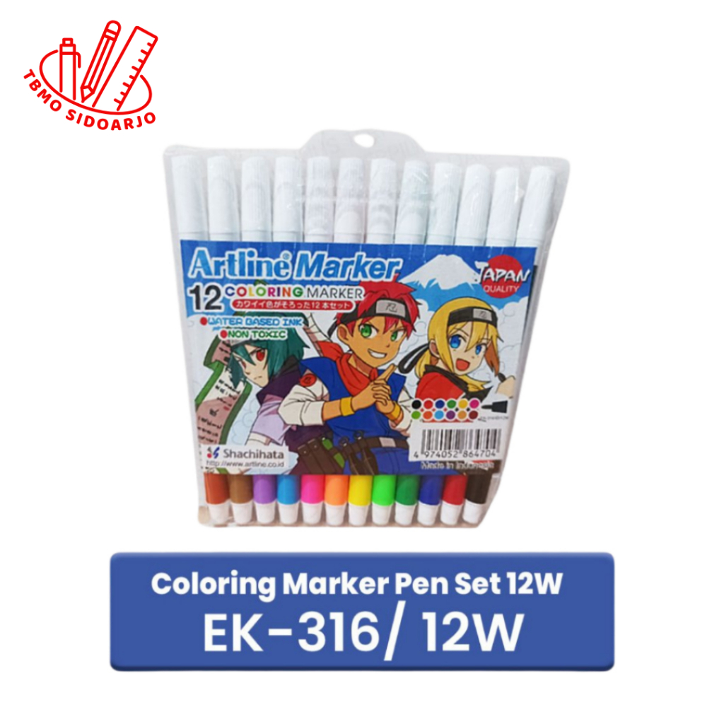 

TBMO Artline Spidol Mewarnai Marker SET 12 Colours EK-316 12W