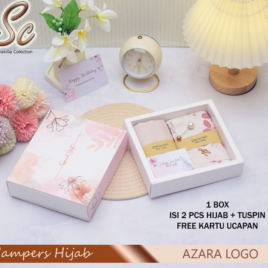 

PENAWARAN SPESIAL Hamper hijab Segiempat Azara motif metal logo Hadiah guruweddingulang tahun idul fitri dll