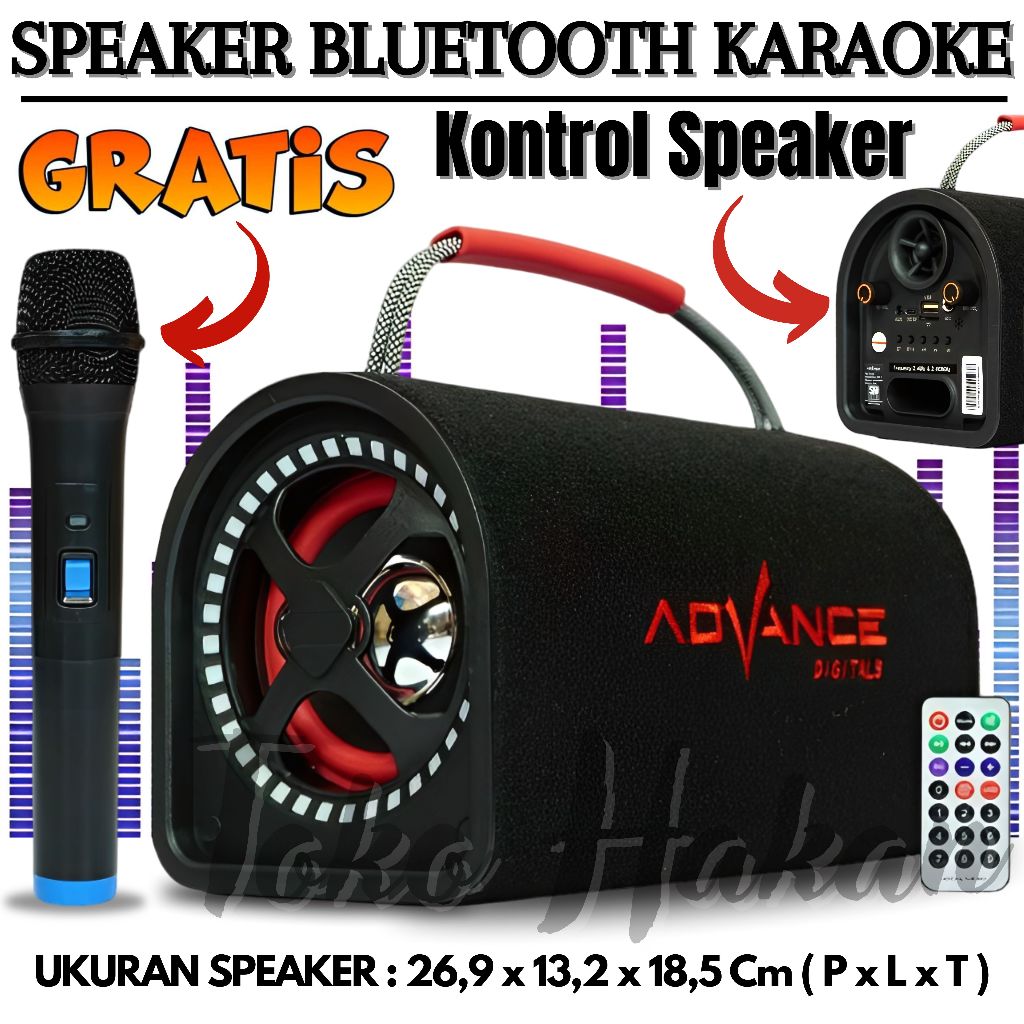Speaker Bluetooth Advance Ks-615 / Speaker 5 Inch Bonus Mic Wireles + Remote + Kabel Charger - Speak