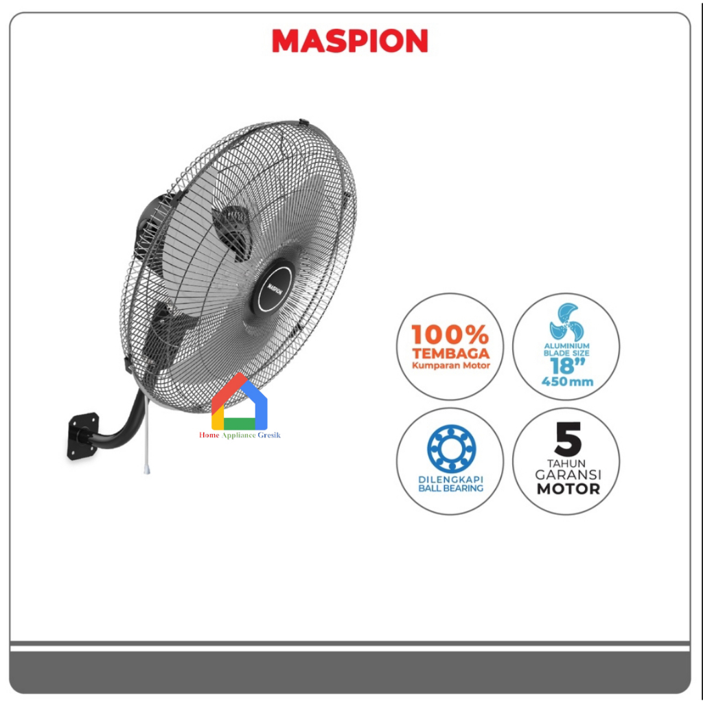 Kipas Angin Dinding Maspion Power Fan PW 455 / Wall Fan Maspion PW455