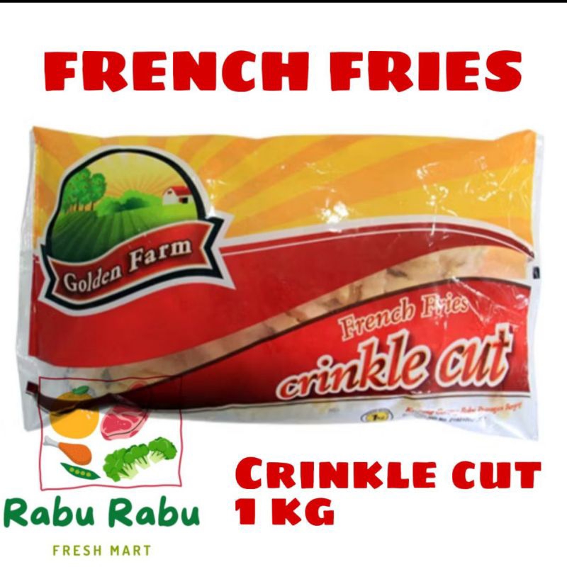 

KENTANG GOLDEN FARM PREMIUM CRINKLE CUT Kentang Goreng Frozen French Fries Kemasan 1 Kg kemasan beku