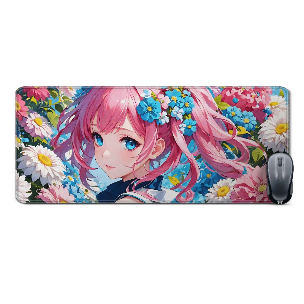 Deskmat mousepad extendedJAPAN AI GIRL PINK-JAPAN ARTmaterial Rubber
