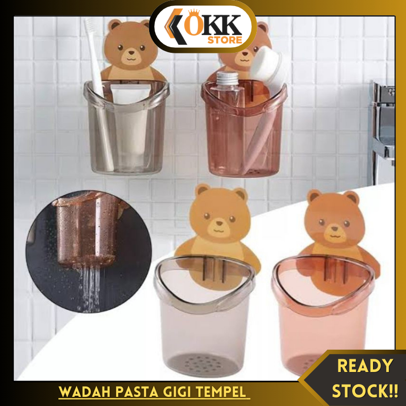 Tempat Gantung Sikat Gigi Beruang Rak Sikat Gigi Dispenser Sikat Gigi Dan Odol Beruang -  Dispenser 