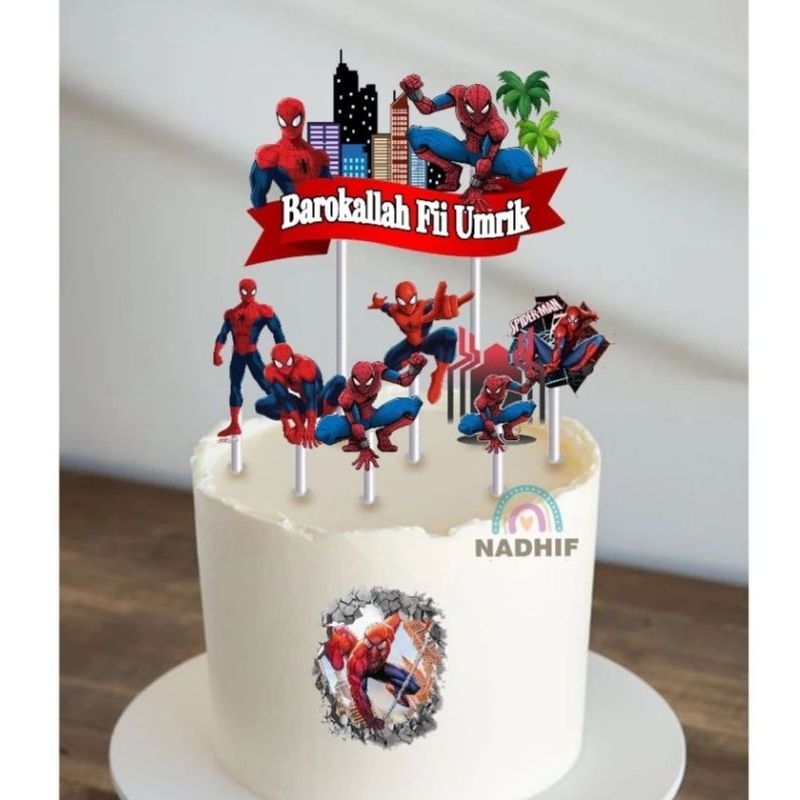 topper kue Spiderman,hiasan kue ulang tahun Spiderman,topper karakter Spiderman