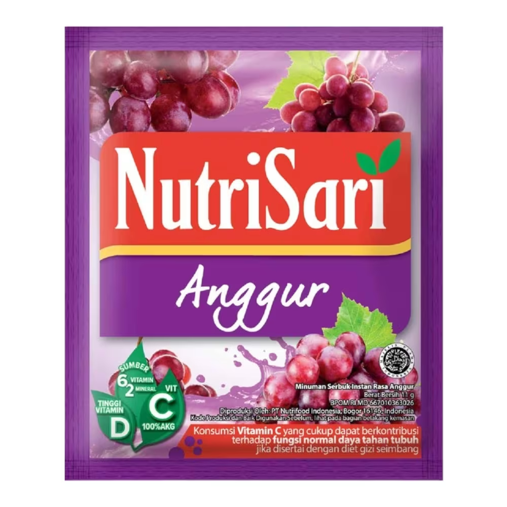 

Minuman Sachet Nutrisari Anggur 1 Renceng 10 pcs