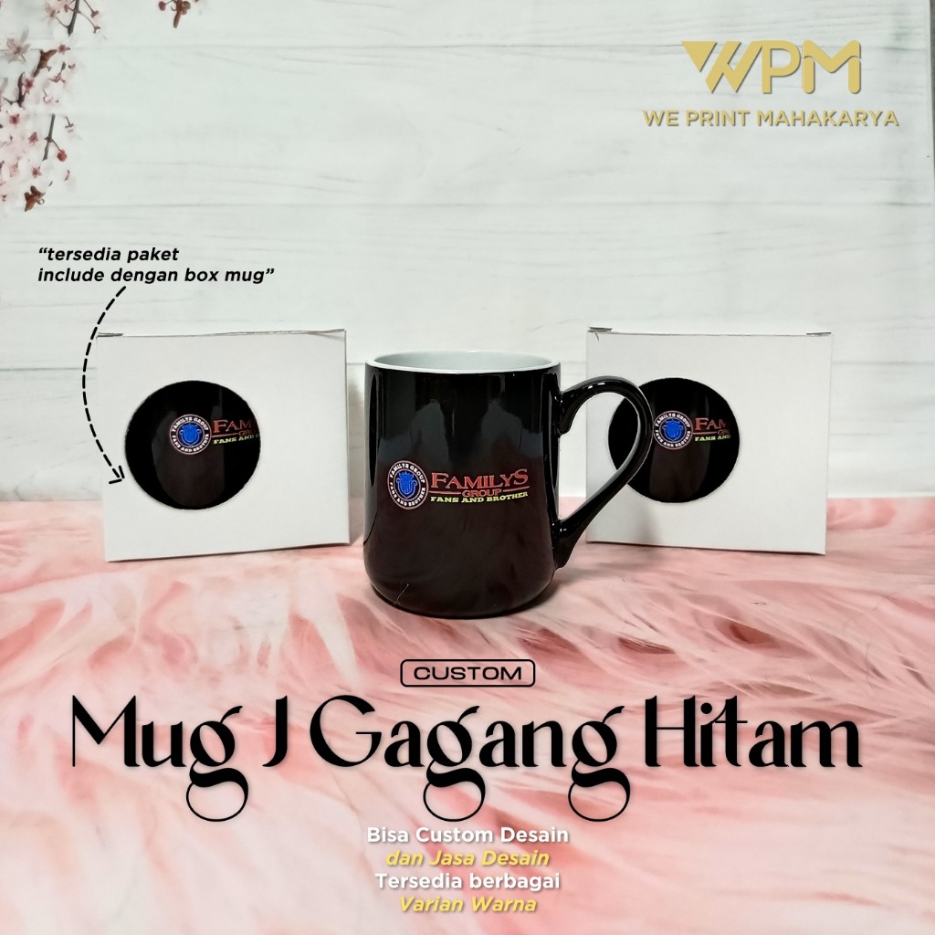 CUSTOM GELAS /CUSTOM GELAS ECERAN SATUAN / GELAS GAGANG J HITAM