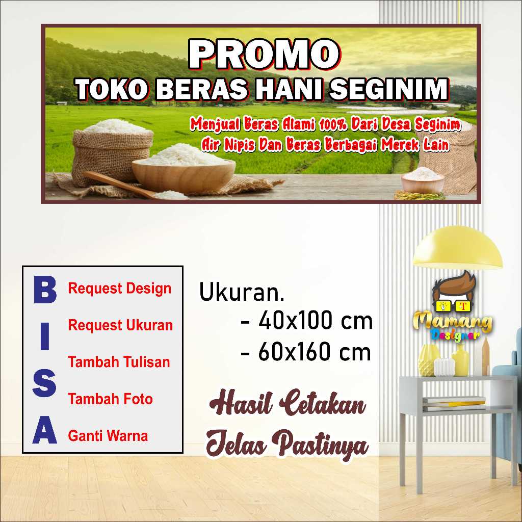 Custom Banner Spanduk MMT Toko Beras Bagus Murah bb