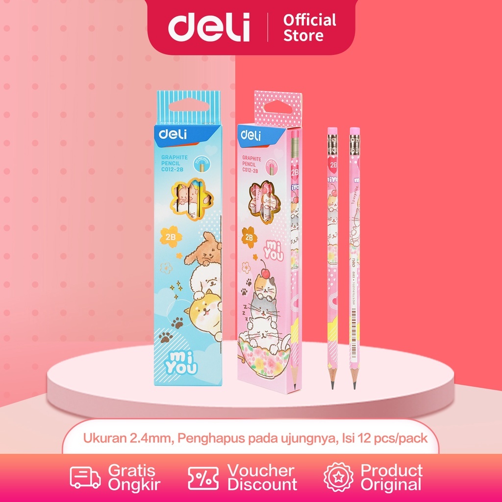 

Pensil 2B Deli Graphite EC012 Mi You Motif Lucu