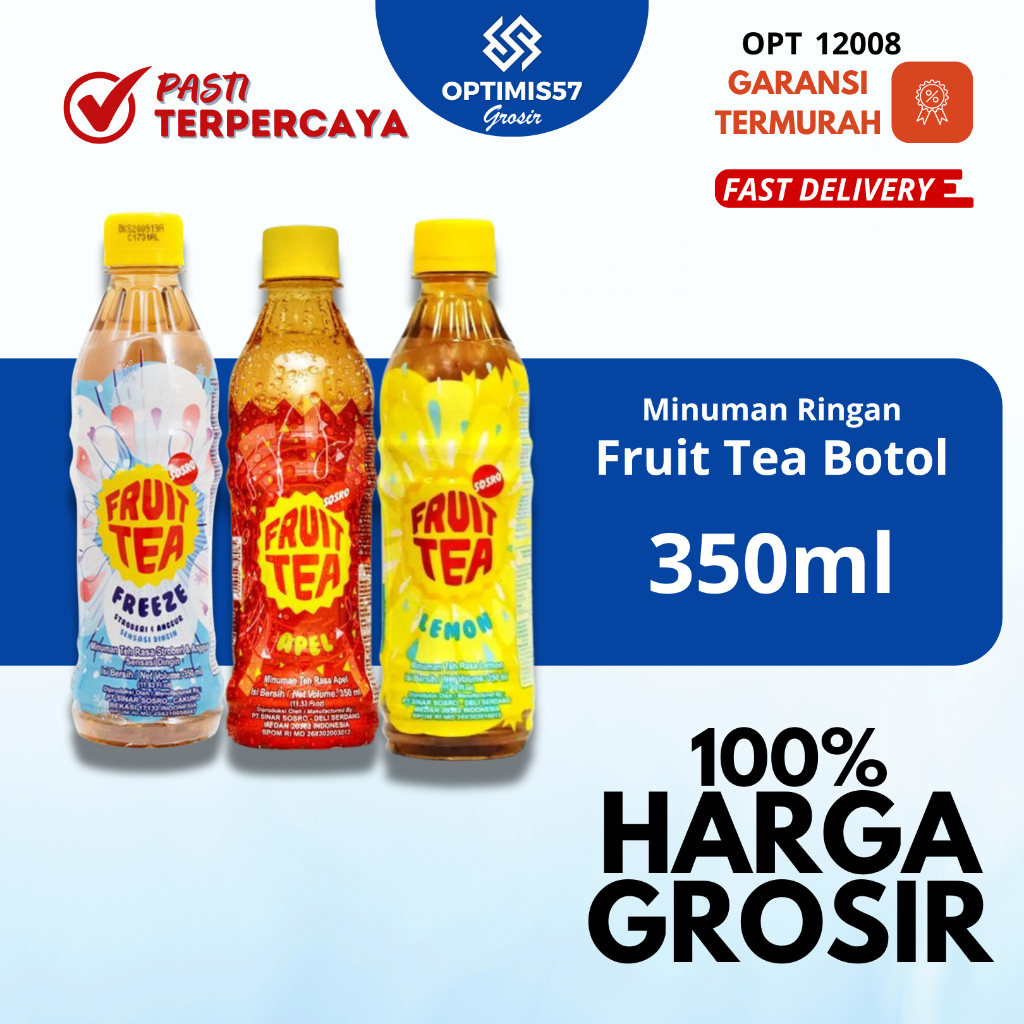Fruit Tea Botol 350ml | Minuman Ringan Fruit Tea Botol Grosir Termurah 12pcs OPT12008