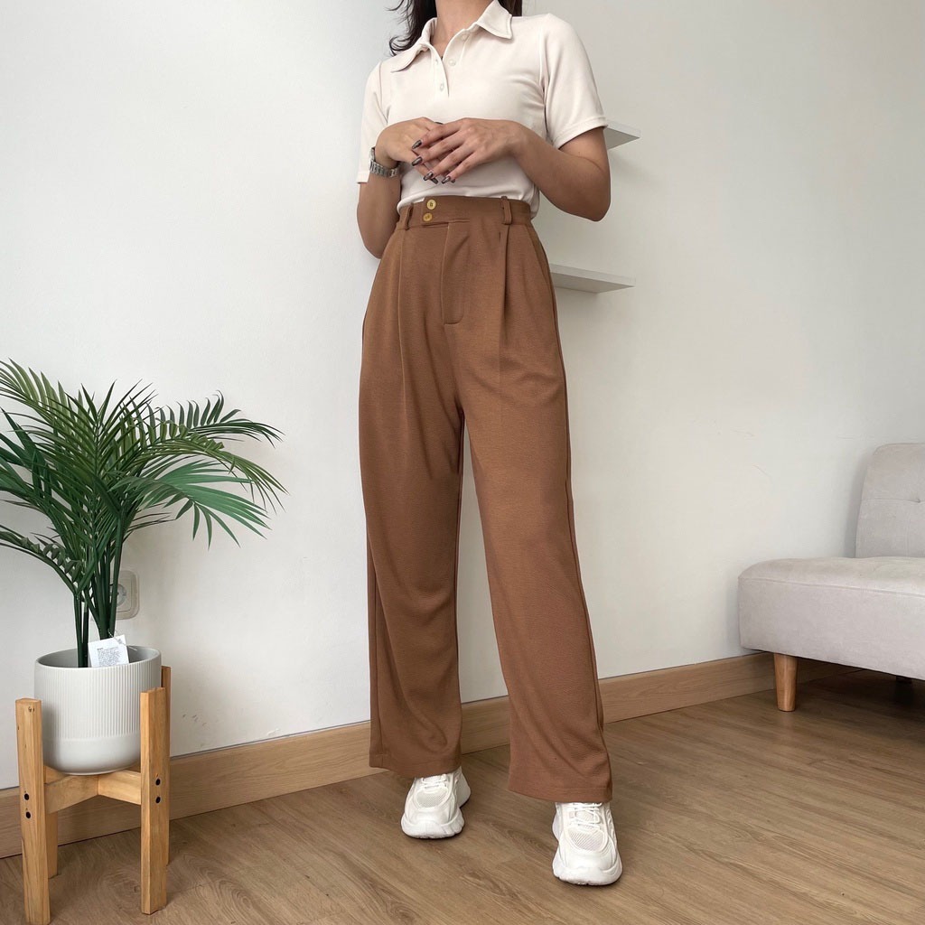 

Piscoklegit_ Loose Pants Trousers Celana Kerja Celana Anti Kusut Celana Kulot Wanita