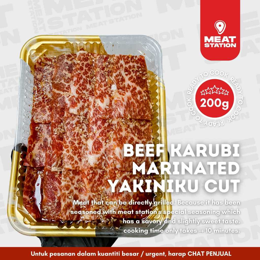 

Premium Karubi Marinated Yakiniku Cut 200g / Beef Slice / Daging Sapi / Beef Yakiniku