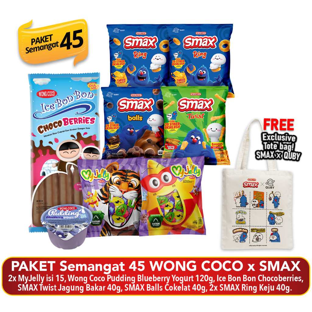 

PAKET SEMANGAT 45 ( WONG COCO X SMAX, Free Tote Bag )