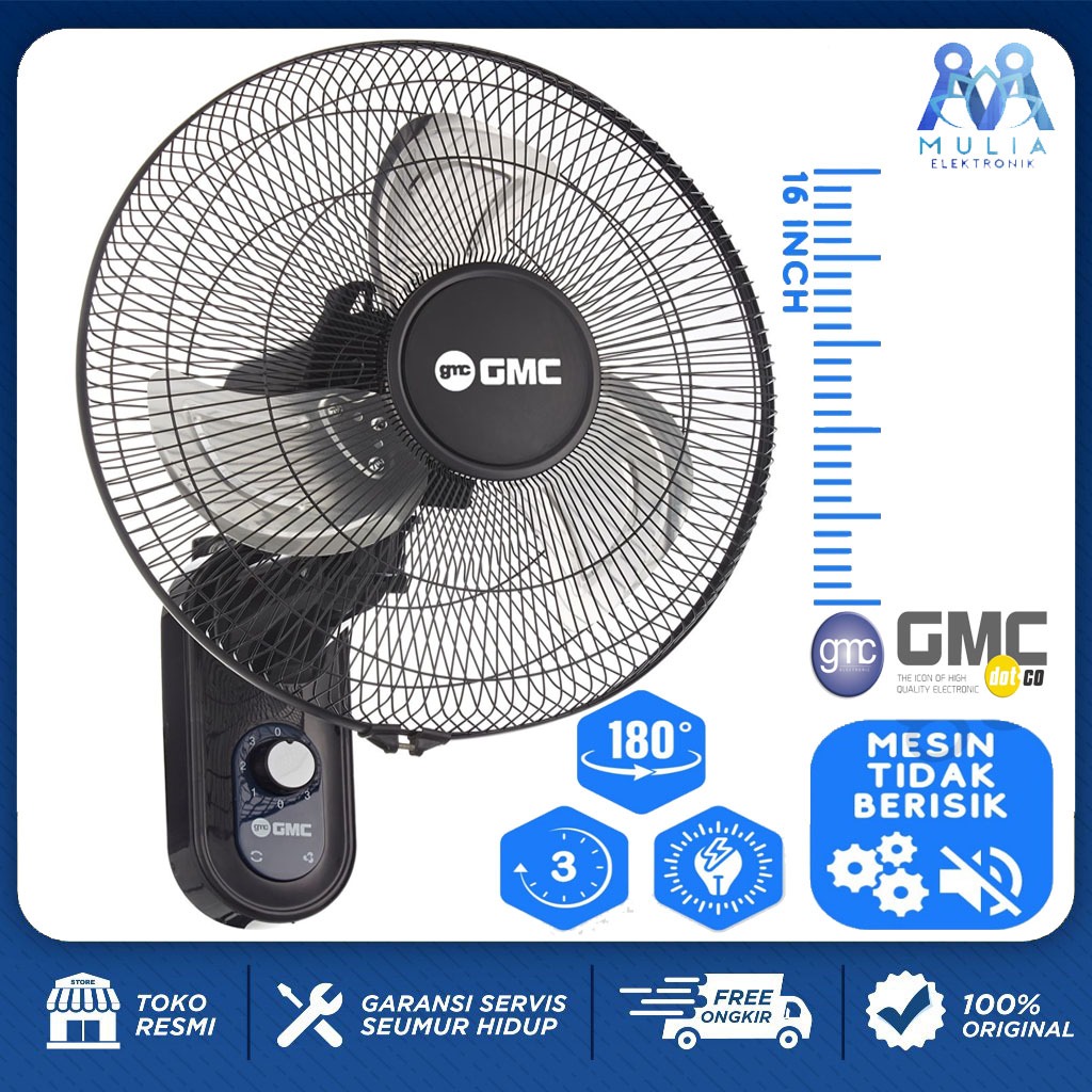 KIPAS ANGIN DINDING GMC 516 Wall Fan 16 Inch Besi Kipas Angin Dinding Baling-Baling Besi